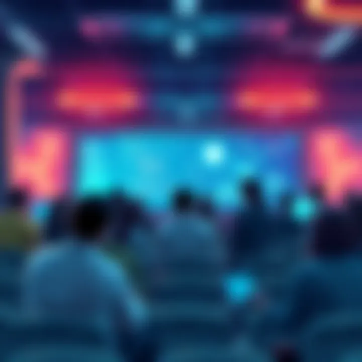 People engaging in a discussion about VeChain updates on a forum, featuring visuals of blockchain technology and sustainability initiatives.