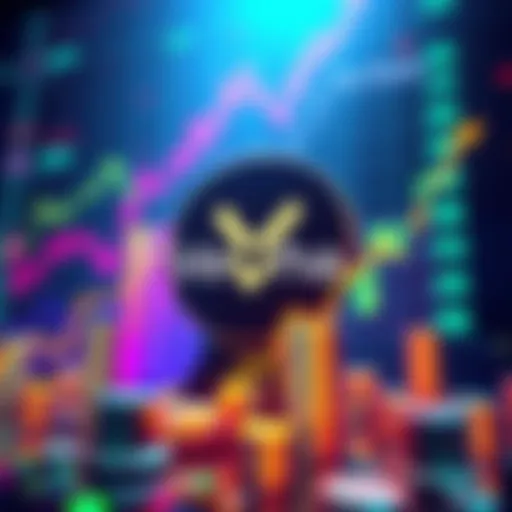 A graphic showing VeChain's logo alongside financial charts and growth symbols, representing investment potential.