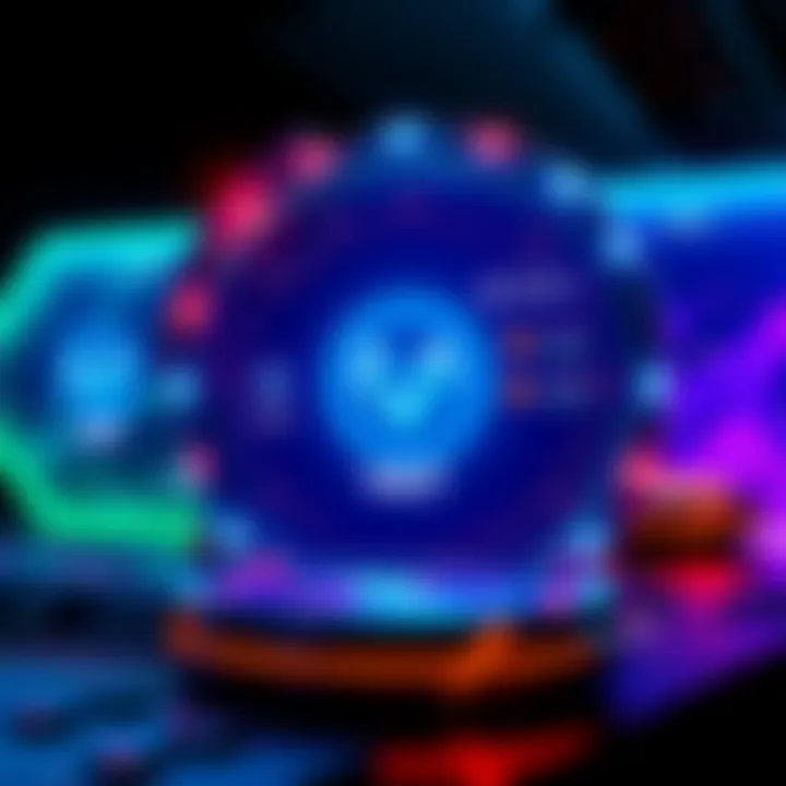 A visual representation of the Vechain Stargate staking platform interface with VET tokens and VTHOR rewards highlighted.