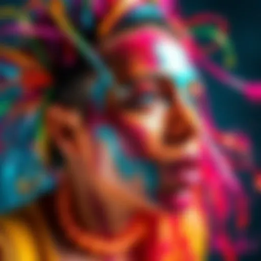 A colorful and energetic artwork representing self-expression in bold hues and styles.