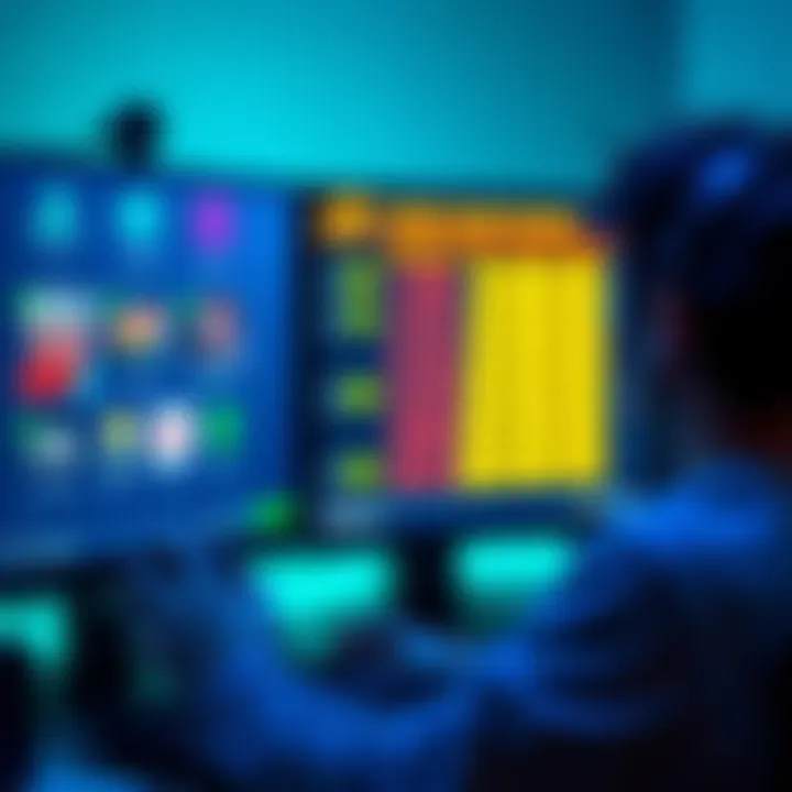 Video Game Ratings Trust A person analyzing video game ratings on a computer screen with various game icons and rating scores visible.
