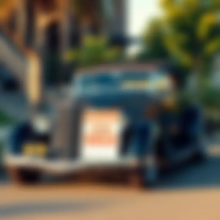 A classic 34 Ford roadster parked with a for sale sign, showcasing its sleek design and shiny paint.