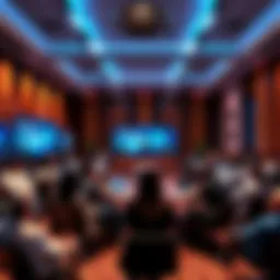 A digital meeting room showing participants discussing AI standards online, featuring diverse individuals engaged in conversation and presentations.