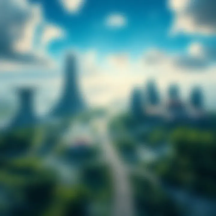 A serene landscape depicting a vibrant cityscape with greenery and futuristic architecture symbolizing hope and possibilities for the future.