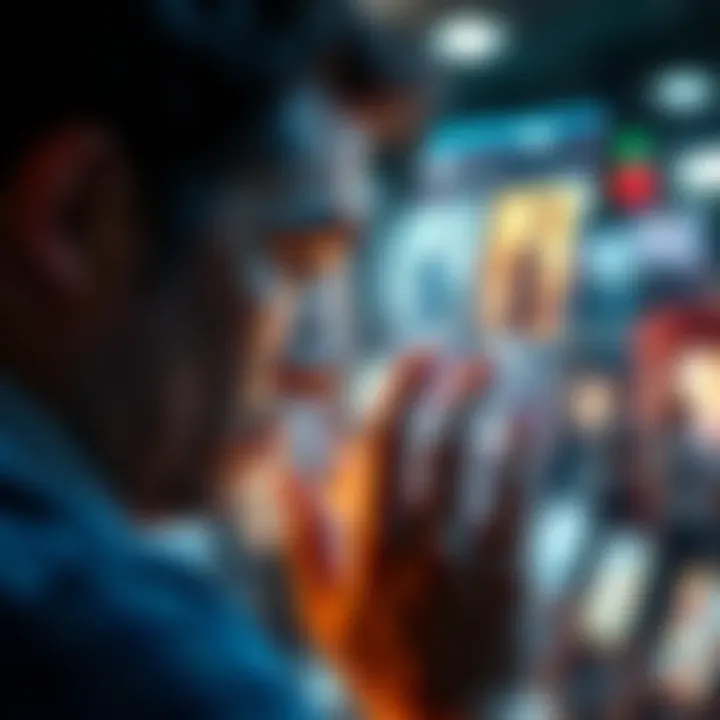 A person looking closely at a blurry picture to understand its details