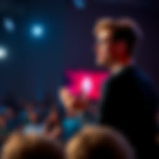 Vitalik Buterin speaking on stage about Ethereum's neutrality with a crowd listening attentively