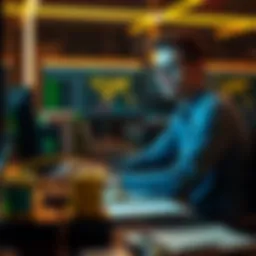 Vitalik Buterin at a desk with cryptocurrency symbols, discussing Zcash's hybrid model of Proof-of-Work and Proof-of-Stake.