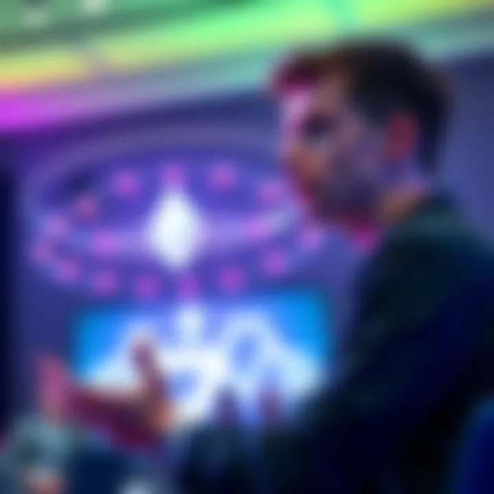 Vitalik Buterin discussing Ethereum's focus on decentralization and security at a conference