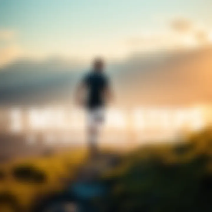 A person walking on a scenic path, celebrating their fitness journey after reaching a major milestone