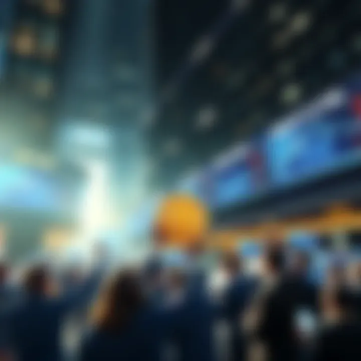 Wall Street traders celebrate the rising value of Bitcoin with charts and graphs showing profits