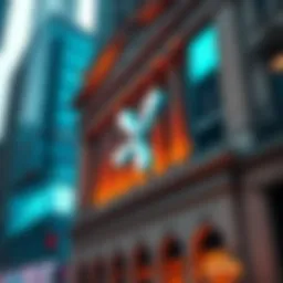 A Wall Street building with a digital XRP logo displayed prominently, representing significant XRP holdings.