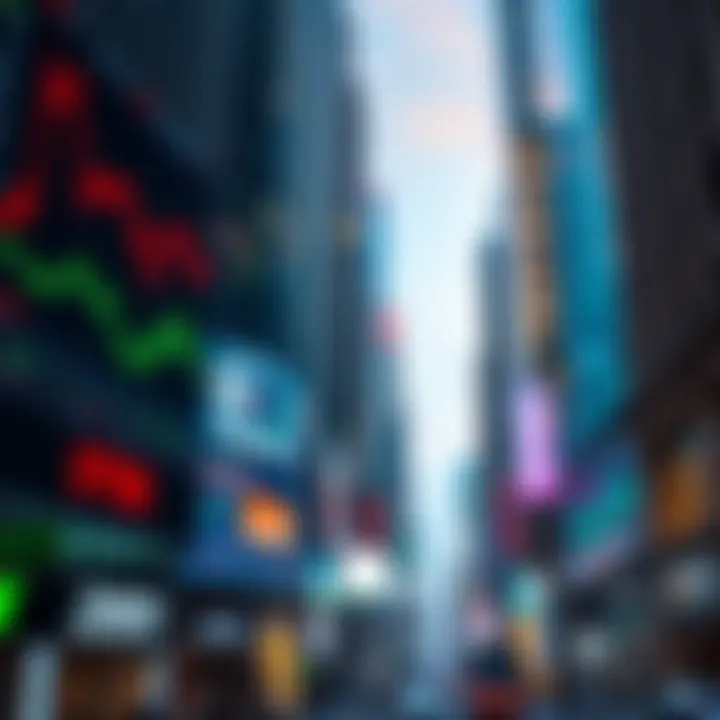 A view of Wall Street with stock charts and financial indicators showing the launch of the 21Shares TDOT ETF