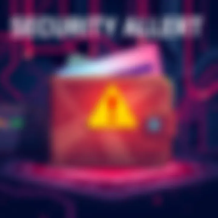 Illustration showing a wallet with a warning symbol, indicating vulnerability to hackers due to offchain signatures.