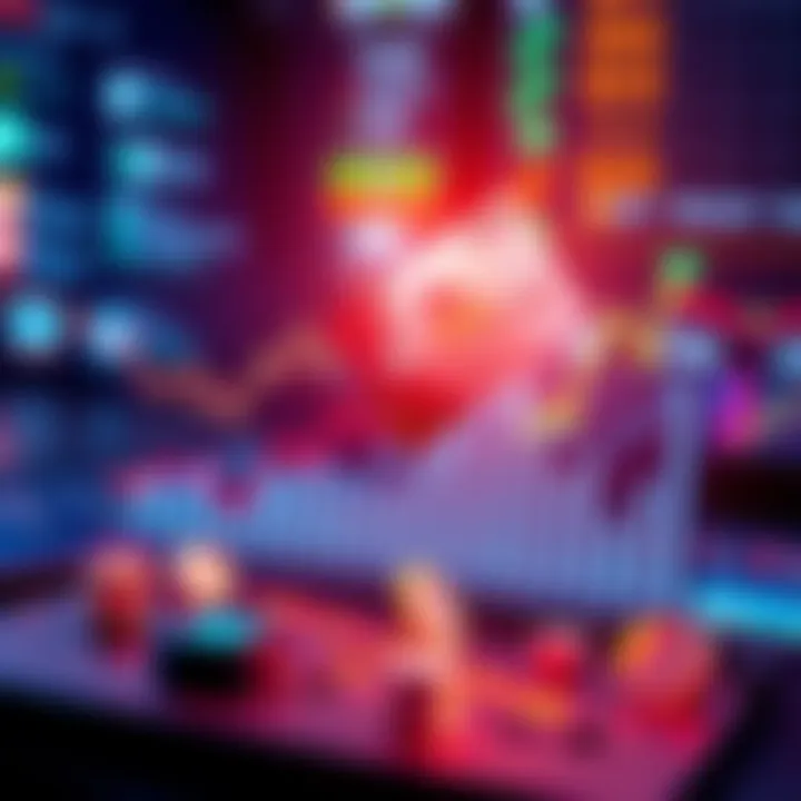 A graphic showing rising trends in wallet data with financial charts and icons representing transactions.