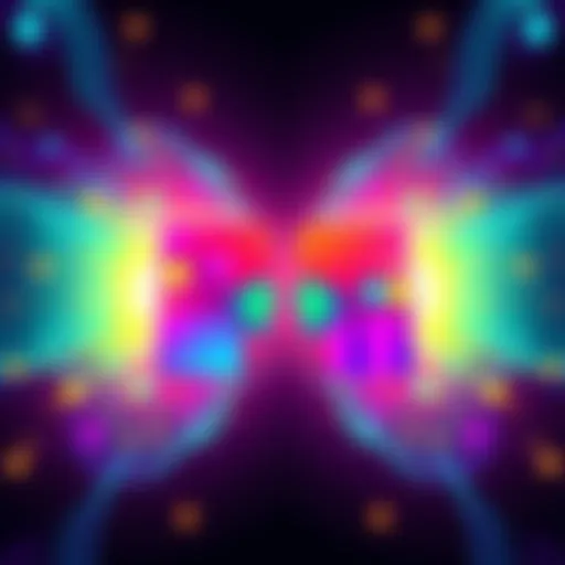 An illustration showing two wallet icons merging into a colorful shared avatar, highlighting the idea of visual identification for transactions