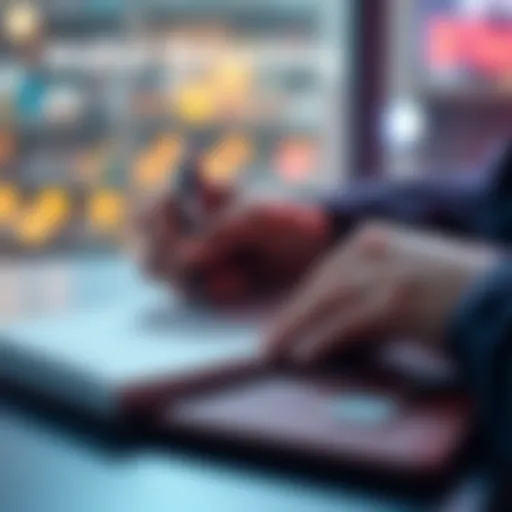 A person writing down their wallet recovery phrase on a notepad while looking at a hardware wallet