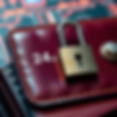 Close-up of a digital wallet displaying a 24-word seed phrase alongside a locked padlock, representing security risks