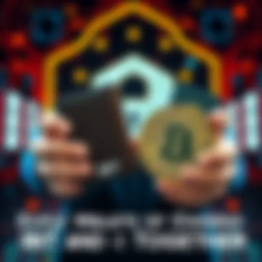 Wallets for IBIT and Bitcoin A person holding two separate hardware wallets, one labeled IBIT and the other labeled Bitcoin, with a digital security theme in the background