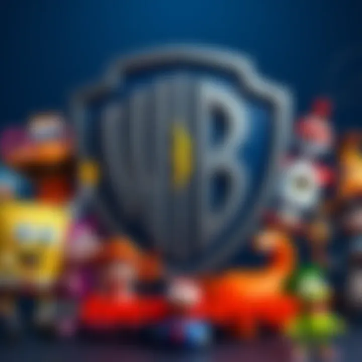 A collage of Warner Bros. logo alongside popular Nickelodeon characters like SpongeBob and Dora, symbolizing a fictional partnership.