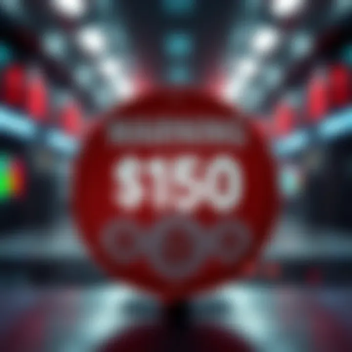 A red warning sign with Bitcoin symbols and a $150 mark, highlighting the risks of Minebithopper.com