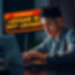 A person looking worried while checking a cryptocurrency wallet on their laptop, highlighting the difference between Ledgar and Ledger