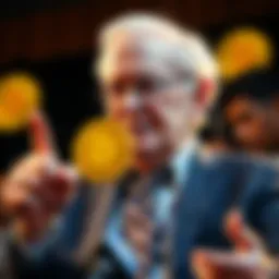 Warren Buffett expresses his skepticism about Bitcoin with a firm gesture, highlighting his preference for traditional investments.