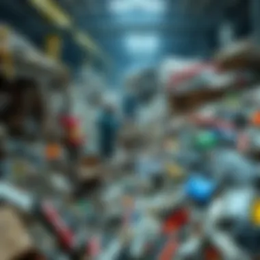 Workers sorting through mixed trash at a waste management facility to recycle materials and reduce landfill waste