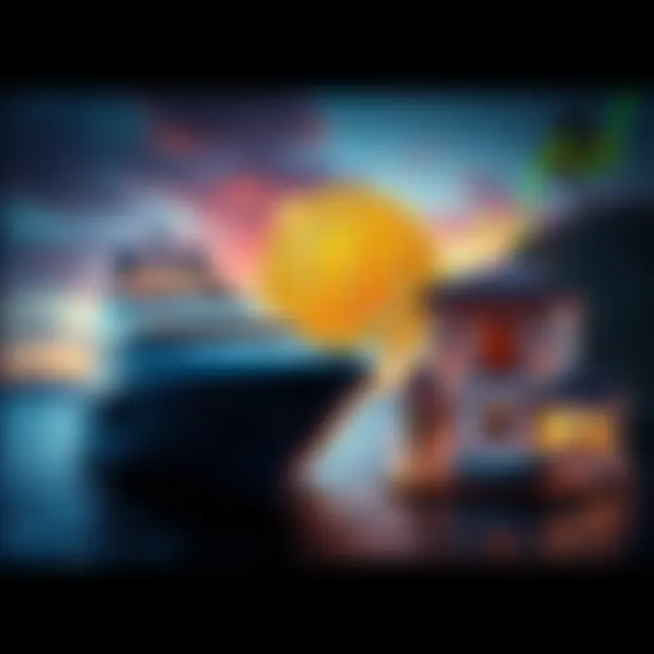 Wealth vs. Bitcoin: The Investment Dilemma A financial graph illustrating Bitcoin's volatility against the backdrop of luxury items representing wealth, such as a yacht and a mansion