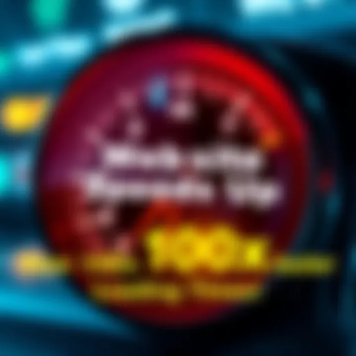 A representation of a website loading quickly with a speedometer showing high speed