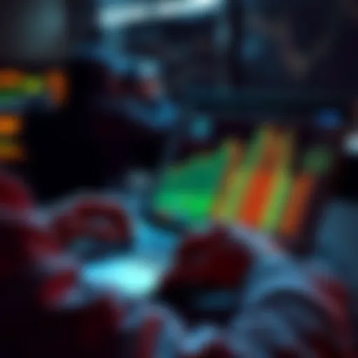 Weekly Cryptocurrency Investments A person analyzing cryptocurrency prices on a laptop with graphs and charts showing ETH, BNB, and Solana trends.