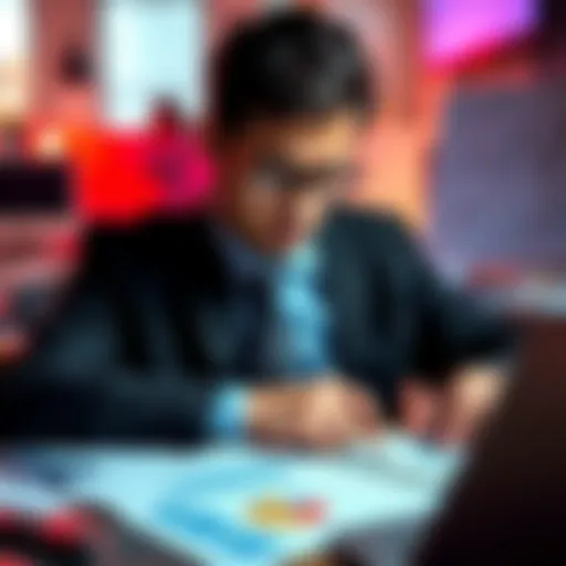 Individual contemplating selling investments with charts and financial documents in front of them