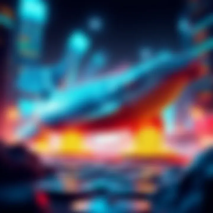 Large whale figures symbolizing traders engaging in short selling Bitcoin, representing market pressure.