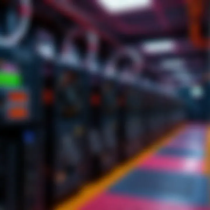 Whatsminer M30S miners with monitoring equipment showing voltage readings in a mining farm setting