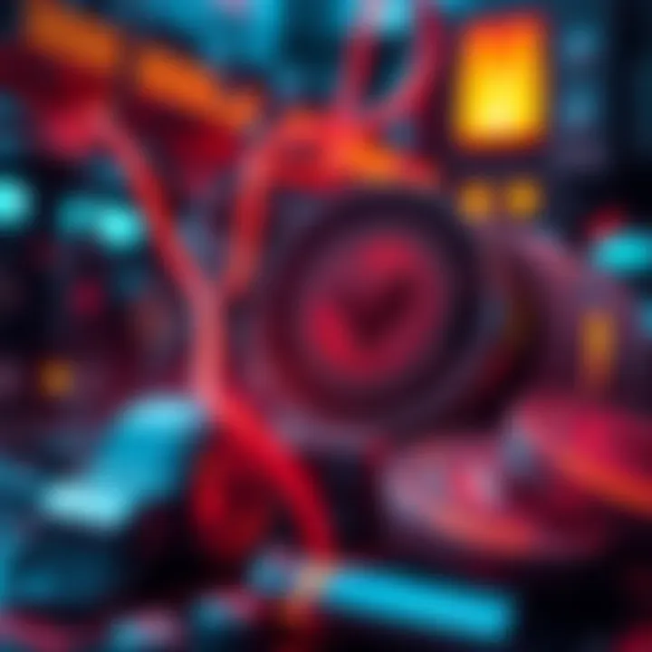 A futuristic depiction of mining Monero using a Whatsminer, featuring digital graphics of Monero coins and mining hardware.