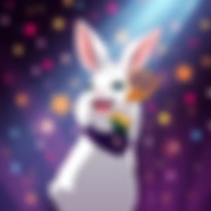 The White Rabbit anime celebrating its Emmy win with a trophy, showcasing excitement and innovation in media.