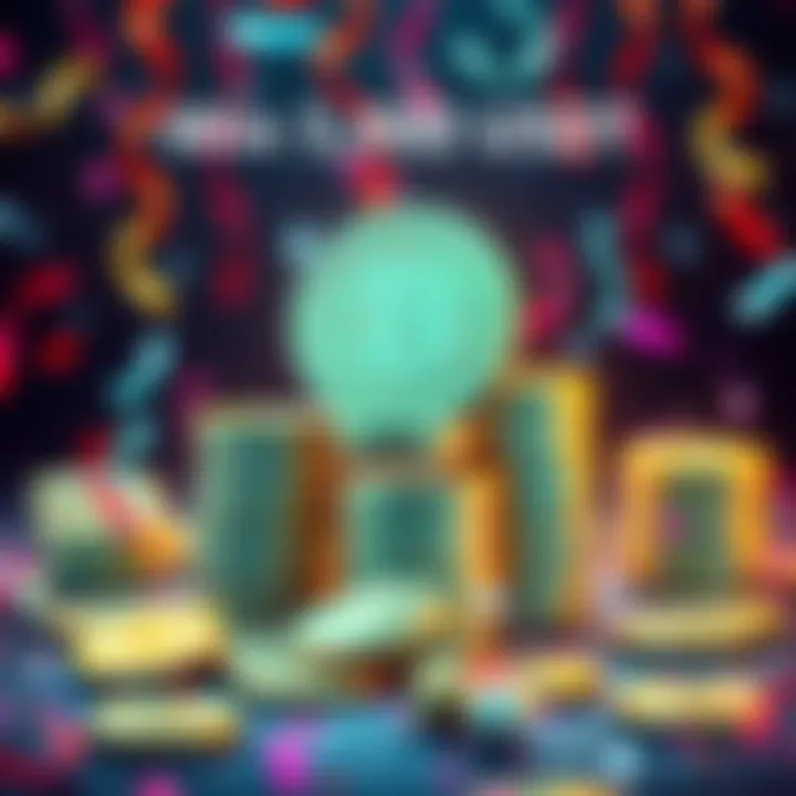 Win 5,000 USDT Promotion A vibrant graphic showcasing a large stack of USDT coins with confetti and festive decorations, symbolizing the chance to win 5,000 USDT and bonus offers for purchasing cryptocurrency.