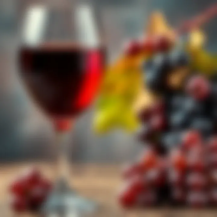A glass of fine red wine beside aging grapes, symbolizing the beauty and richness that comes with maturity.