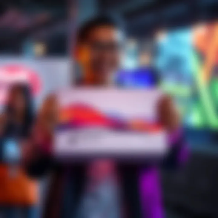 Person excitedly holding a Macbook Neo box, showing gratitude for winning through SWEAT rewards