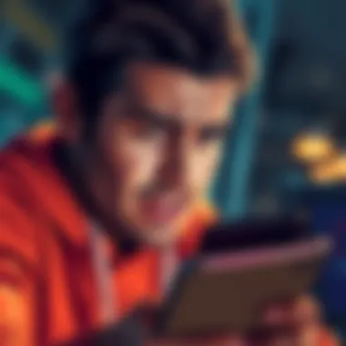 A person looking at their phone with a worried expression, showing frustration over locked funds