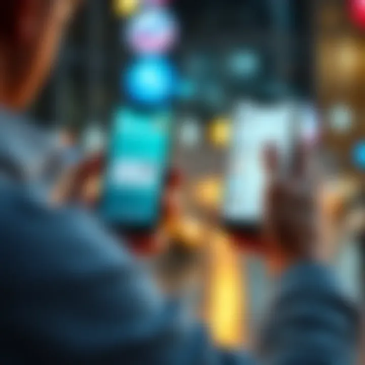 A person comparing mobile screens displaying Wise and Revolut money transfer apps, focusing on fees and features.