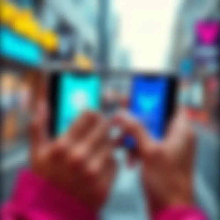 A person comparing two mobile apps on a smartphone, representing Wise and Revolut Ultra for transferring money