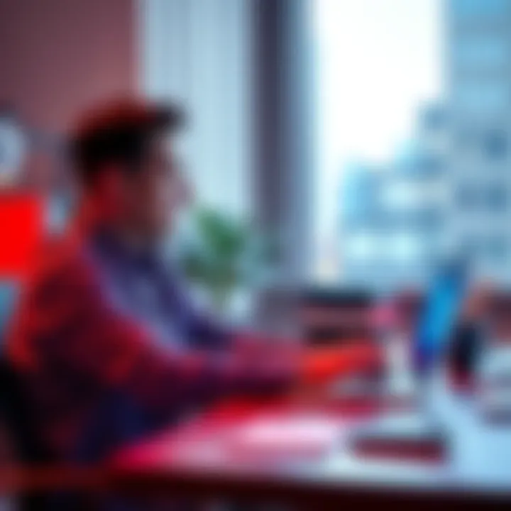 A person sitting at a desk using a laptop to transfer cryptocurrency to a bank account