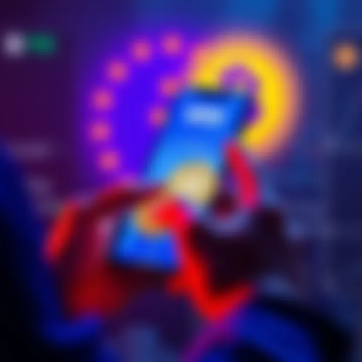 A person using a smartphone to transfer cryptocurrency to an EU bank account, with icons of Revolut and Wise in the background.