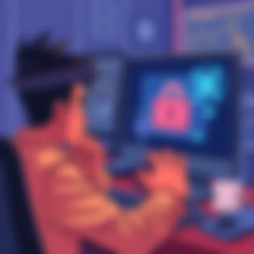 An illustration showing a frustrated person looking at their computer screen with a wallet graphic displaying locked funds, symbolizing withdrawal problems in staking.