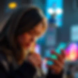 A woman looks at her mobile phone displaying the Cash App interface to withdraw funds.