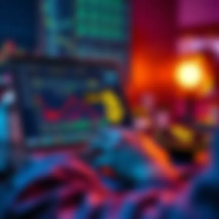 A person using a laptop to withdraw Binance Coin from their crypto wallet, showing a digital interface with charts and graphs related to cryptocurrencies.