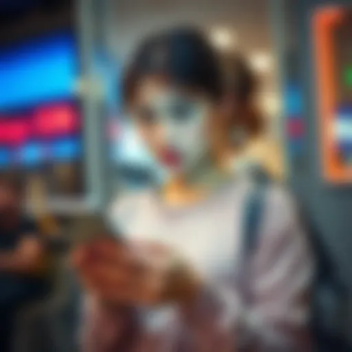 A young woman looks surprised while checking her phone after receiving a payment from a stranger.