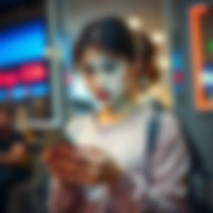 A young woman looks surprised while checking her phone after receiving a payment from a stranger.