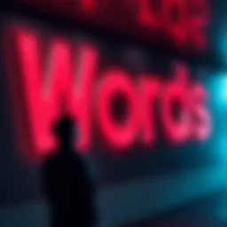 A person looking at a large word on a wall, pondering its meaning and impact on their week.
