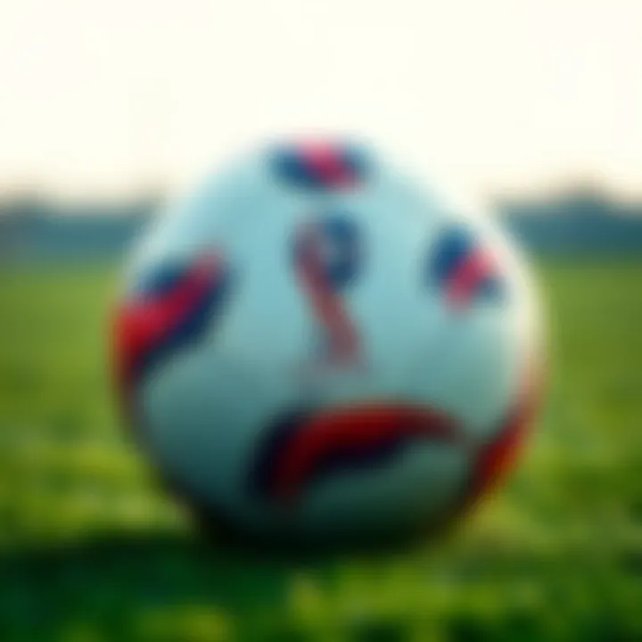 A vibrant soccer ball with World Cup 2026 logo on a green field